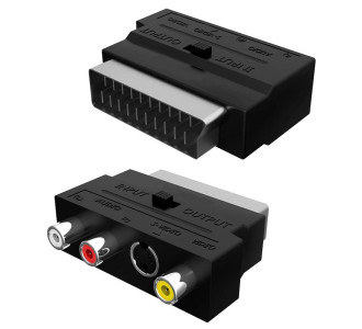 POWERTECH αντάπτορας SCART σε audio/video & S-Video CAB-S011, μαύρος POWERTECH αντάπτορας SCART σε audio/video & S-Video CAB-S011, μαύρος