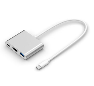 POWERTECH docking station CAB-UC004, 3 θυρών, USB-C σύνδεση, ασημί