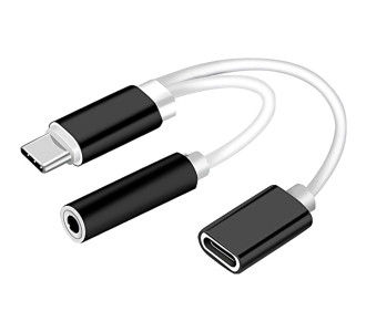 POWERTECH αντάπτορας USB-C σε USB-C & 3.5mm θηλυκό CAB-UC030, λευκός