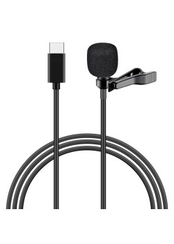 POWERTECH μικρόφωνο CAB-UC048 με ενσωματωμένο clip-on, USB-C, 1.5m μαύρο