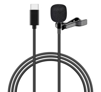 POWERTECH μικρόφωνο CAB-UC048 με ενσωματωμένο clip-on, USB-C, 1.5m μαύρο
