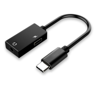 POWERTECH αντάπτορας USB-C σε USB-C & 3.5mm CAB-UC053, μαύρος