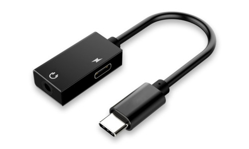 POWERTECH αντάπτορας USB-C σε USB-C & 3.5mm CAB-UC053, μαύρος