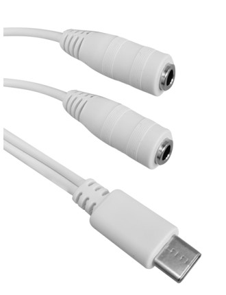 POWERTECH καλώδιο USB-C σε 2x 3.5mm CAB-UC055, 0.20m, λευκό