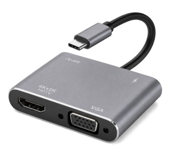 POWERTECH docking station CAB-UC101, 4 θυρών, USB-C, 4K, 100W, γκρι POWERTECH docking station CAB-UC101, 4 θυρών, USB-C, 4K, 100W, γκρι