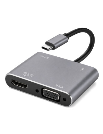 POWERTECH docking station CAB-UC101, 4 θυρών, USB-C, 4K, 100W, γκρι POWERTECH docking station CAB-UC101, 4 θυρών, USB-C, 4K, 100W, γκρι