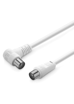 POWERTECH καλώδιο κεραίας RF αρσενικό - RF αρσενικό CAB-V029, γωνιακό, λευκό, 1.5m