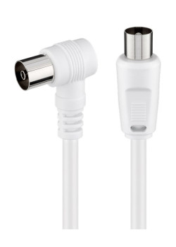 POWERTECH καλώδιο κεραίας RF αρσενικό - RF θηλυκό CAB-V040, γωνιακό, λευκό, 1.5m