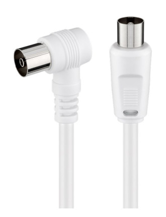 POWERTECH καλώδιο κεραίας RF αρσενικό - RF θηλυκό CAB-V040, γωνιακό, λευκό, 1.5m