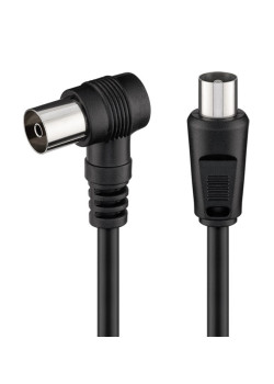 POWERTECH καλώδιο κεραίας RF αρσενικό - RF θηλυκό CAB-V041, γωνιακό, μαύρο, 1.5m