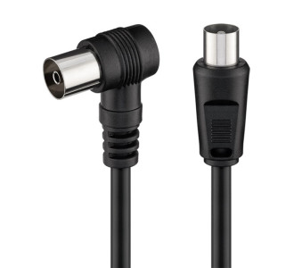 POWERTECH καλώδιο κεραίας RF αρσενικό - RF θηλυκό CAB-V041, γωνιακό, μαύρο, 1.5m
