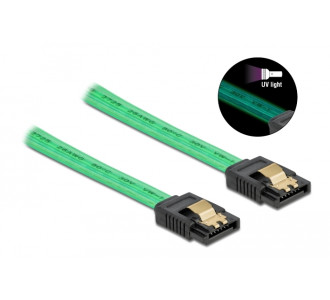 POWERTECH Καλώδιο SATA III 7pin CAB-W036, με UV επίστρωση, 0.7m, πράσινο