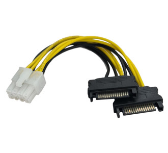 POWERTECH καλώδιο EPS 8pin σε 2x SATA 15pin CAB-W039, 15cm