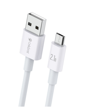 CELEBRAT καλώδιο Micro USB σε USB CB-24M, 2.1A, 1.2m, λευκό CELEBRAT καλώδιο Micro USB σε USB CB-24M, 2.1A, 1.2m, λευκό