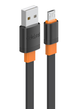 CELEBRAT καλώδιο micro USB σε USB CB-33M, flat, 10.5W, 1m, μαύρο