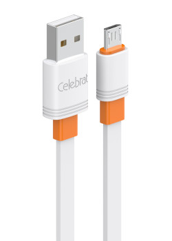 CELEBRAT καλώδιο micro USB σε USB CB-33M, flat, 10.5W, 1m, λευκό