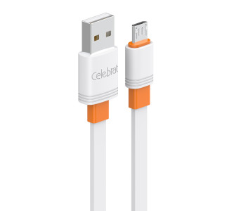 CELEBRAT καλώδιο micro USB σε USB CB-33M, flat, 2.1A, 1m, λευκό