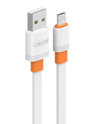 CELEBRAT καλώδιο micro USB σε USB CB-33M, flat, 2.1A, 1m, λευκό
