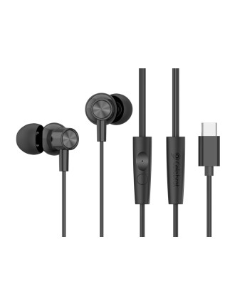 CELEBRAT earphones με μικρόφωνο G38, USB-C σύνδεση, 10mm, 1.2m, μαύρα