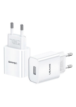 USAMS φορτιστής τοίχου T18, 1x USB, 2.1A, λευκός