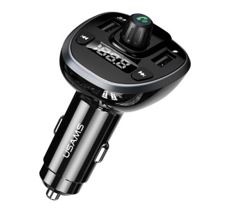 USAMS FM transmitter με οθόνη US-CC115, 2x USB, SD card, 3.4A, μαύρο