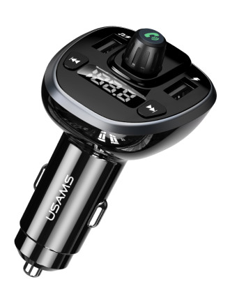 USAMS FM transmitter με οθόνη US-CC115, 2x USB, SD card, 3.4A, μαύρο