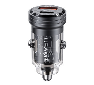 USAMS φορτιστής αυτοκινήτου US-CC175, USB & USB-C, 45W, QC & PD, μαύρος
