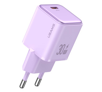 USAMS φορτιστής τοίχου US-CC186, USB-C θύρα εξόδου, 30W PD, μωβ