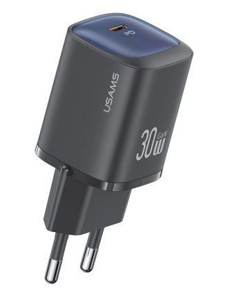 USAMS φορτιστής τοίχου US-CC251, USB-C, 30W, GaN, μαύρος