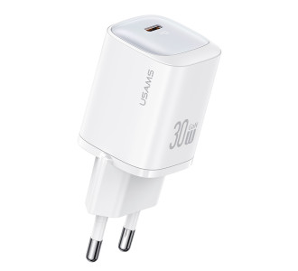 USAMS φορτιστής τοίχου US-CC251, USB-C, 30W, GaN, λευκός