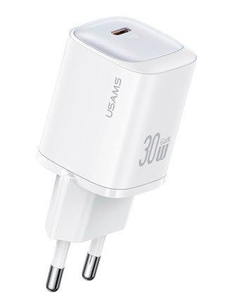 USAMS φορτιστής τοίχου US-CC251, USB-C, 30W, GaN, λευκός