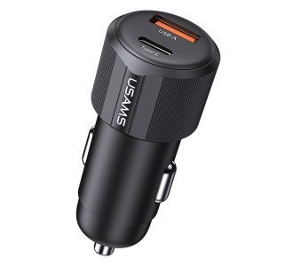 USAMS φορτιστής αυτοκινήτου CC283, USB & USB-C, 60W, μαύρος USAMS φορτιστής αυτοκινήτου CC283, USB & USB-C, 60W, μαύρος