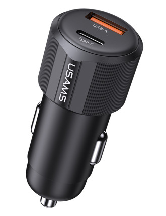 USAMS φορτιστής αυτοκινήτου CC283, USB & USB-C, 60W, μαύρος USAMS φορτιστής αυτοκινήτου CC283, USB & USB-C, 60W, μαύρος
