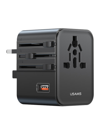 USAMS φορτιστής/αντάπτορας πρίζας CC309, USB & 2x USB-C, universal, 25W, μαύρος USAMS φορτιστής/αντάπτορας πρίζας CC309, USB & 2x USB-C, universal, 25W, μαύρος