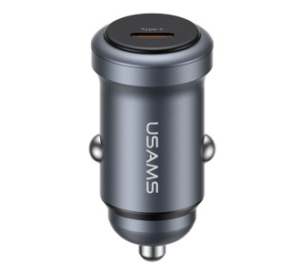 USAMS φορτιστής αυτοκινήτου CC321, USB-C, 30W, γκρι