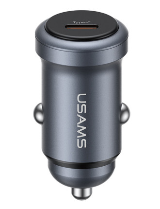 USAMS φορτιστής αυτοκινήτου CC321, USB-C, 30W, γκρι