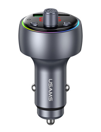 USAMS FM transmitter & φορτιστής CC328, USB/USB-C, 30W, Bluetooth, μαύρο