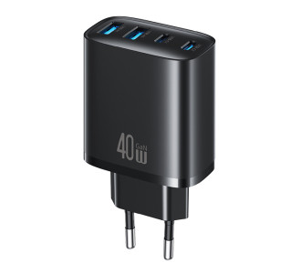 USAMS φορτιστής τοίχου CC330, 2x USB & 2x USB-C, 40W, GaN, μαύρος USAMS φορτιστής τοίχου CC330, 2x USB & 2x USB-C, 40W, GaN, μαύρος