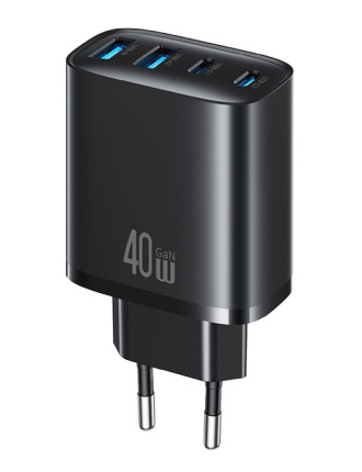 USAMS φορτιστής τοίχου CC330, 2x USB & 2x USB-C, 40W, GaN, μαύρος