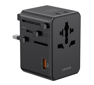 USAMS φορτιστής/αντάπτορας πρίζας CC334, USB & 3x USB-C, universal, 100W, GaN, μαύρος USAMS φορτιστής/αντάπτορας πρίζας CC334, USB & 3x USB-C, universal, 100W, GaN, μαύρος