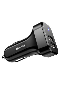 USAMS φορτιστής αυτοκινήτου C13, 2x USB, 2.1A, μαύρος