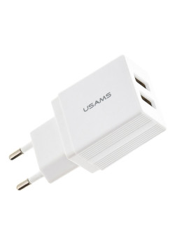 USAMS φορτιστής τοίχου T24 US-CC090, 2x USB, 2.1A, λευκός