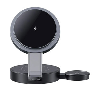 USAMS ασύρματος φορτιστής CD234, 3 σε 1, 15W, μαύρος USAMS ασύρματος φορτιστής CD234, 3 σε 1, 15W, μαύρος