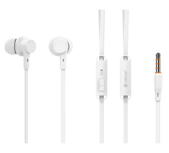 CELEBRAT earphones με μικρόφωνο G19, 3.5mm σύνδεση, Φ10mm, 1.2m, λευκά