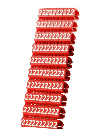 POWERTECH Clip αρίθμησης καλωδίου Νο 2, Red, 10τεμ.