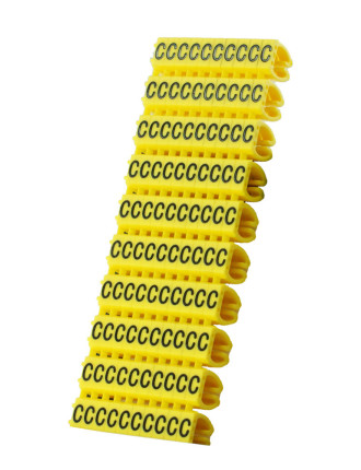 POWERTECH Clip αρίθμησης καλωδίου γράμμα C, Yellow, 10τεμ.