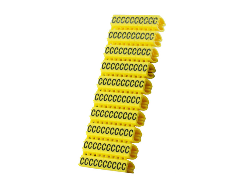 POWERTECH Clip αρίθμησης καλωδίου γράμμα C, Yellow, 10τεμ.