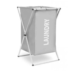 Καλάθι απλύτων CLN-004 με 1 σάκο, υφασμάτινο, 60x38x35mm, γκρι