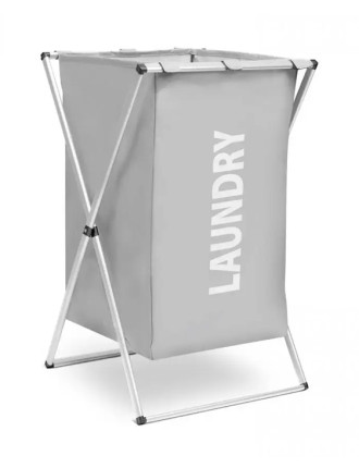 Καλάθι απλύτων CLN-004 με 1 σάκο, υφασμάτινο, 60x38x35mm, γκρι