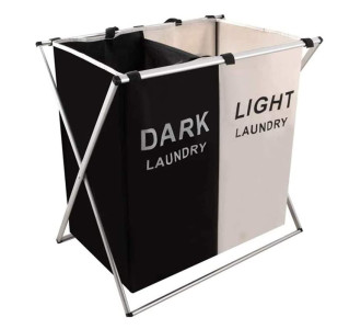 Καλάθι διαχωρισμού απλύτων CLN-0050 με 2 σάκους, 60x38x60mm, μαύρο-λευκό